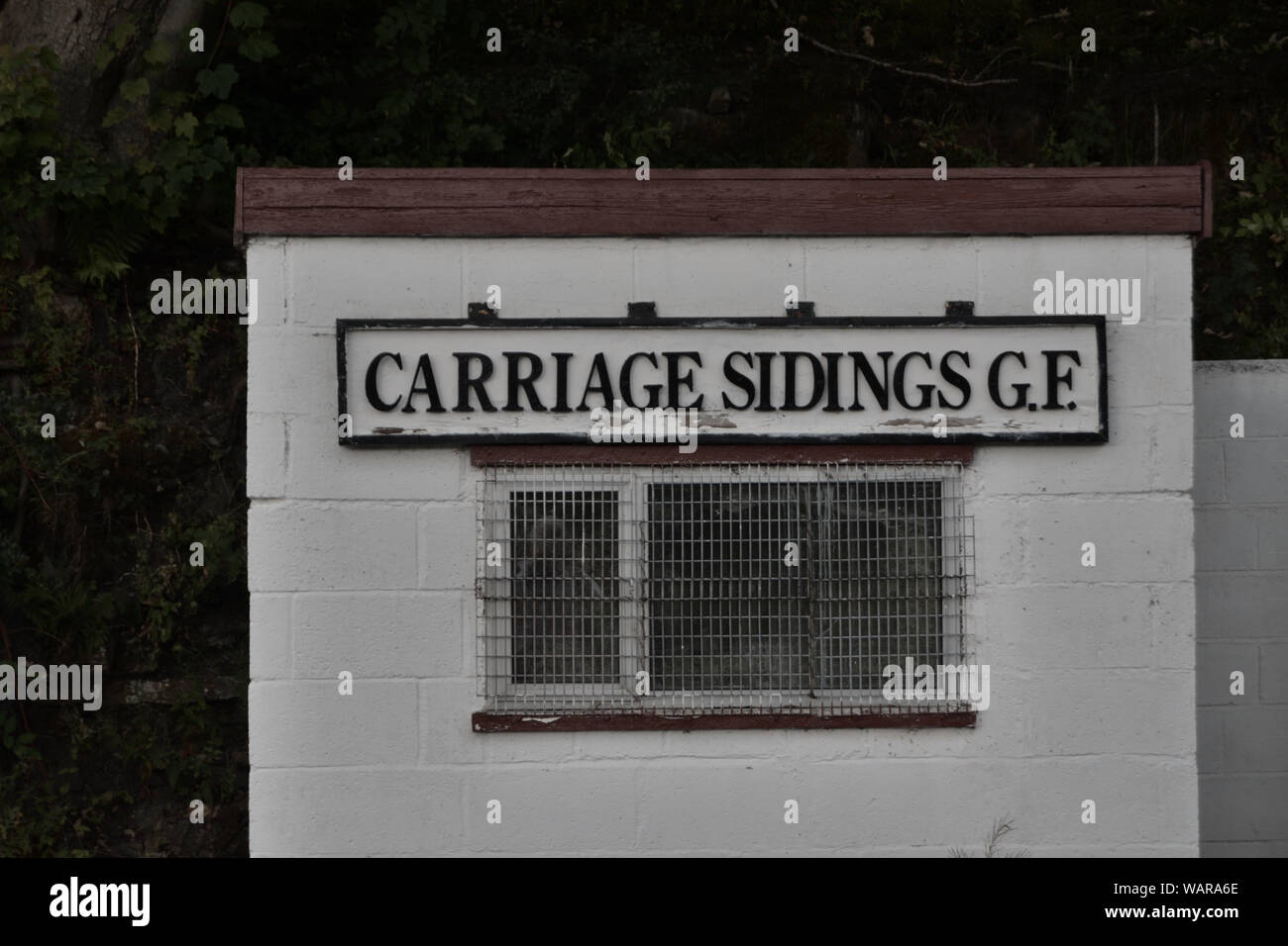 Piccola casella segnale sulla South Tynedale Railway a Alston in Cumbria Foto Stock