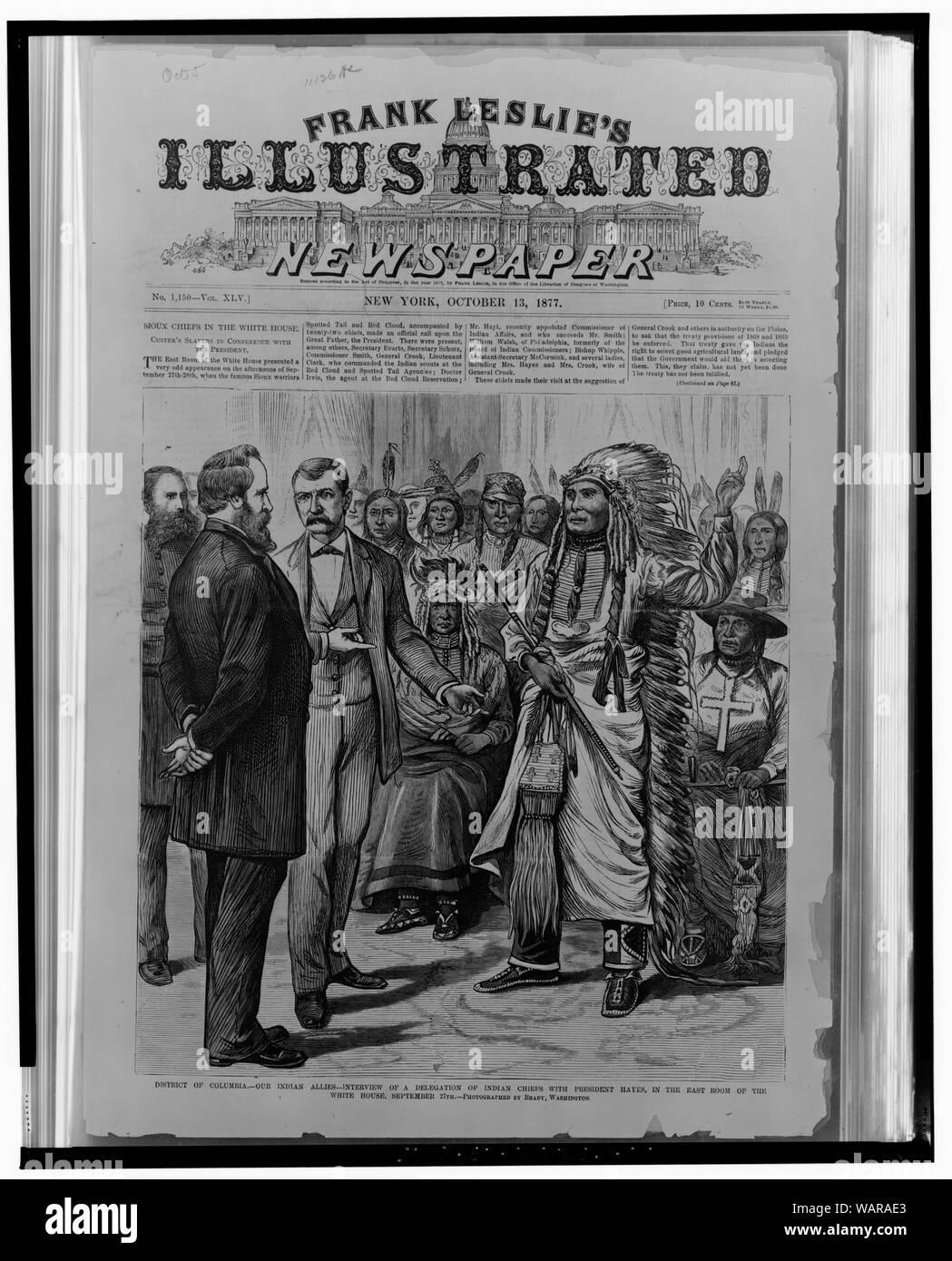 Distretto di Columbia - i nostri alleati indiano - Intervista di una delegazione di capi indiani con il Presidente Hayes, nella Sala Est della Casa Bianca Foto Stock