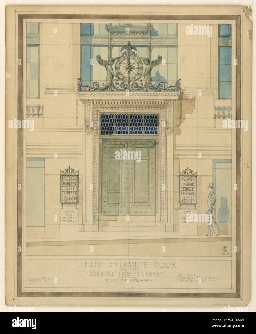 Il disegno per principale porta di ingresso per l' Bankers Trust Company, New York, NY, 1922 Foto Stock