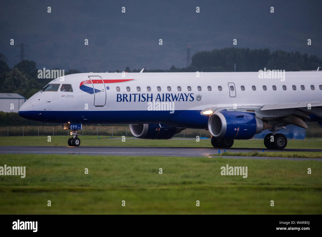 Glasgow, Regno Unito. Il 21 agosto 2019. Rainy day all'Aeroporto Internazionale di Glasgow. Colin Fisher/CDFIMAGES.COM Foto Stock