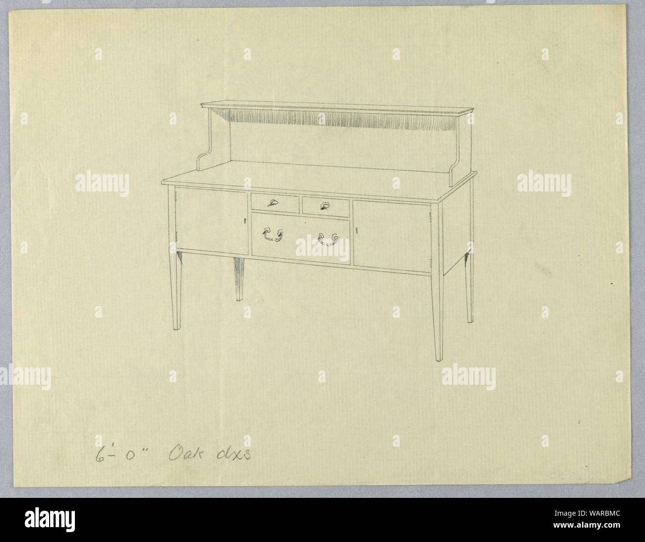 Il disegno per la credenza con ripiano superiore supportata da volute, 1900-05 Foto Stock