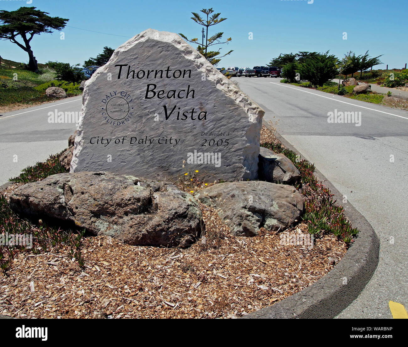 Ingresso a Thornton Beach Lookout nella città di Daly City, California Foto Stock