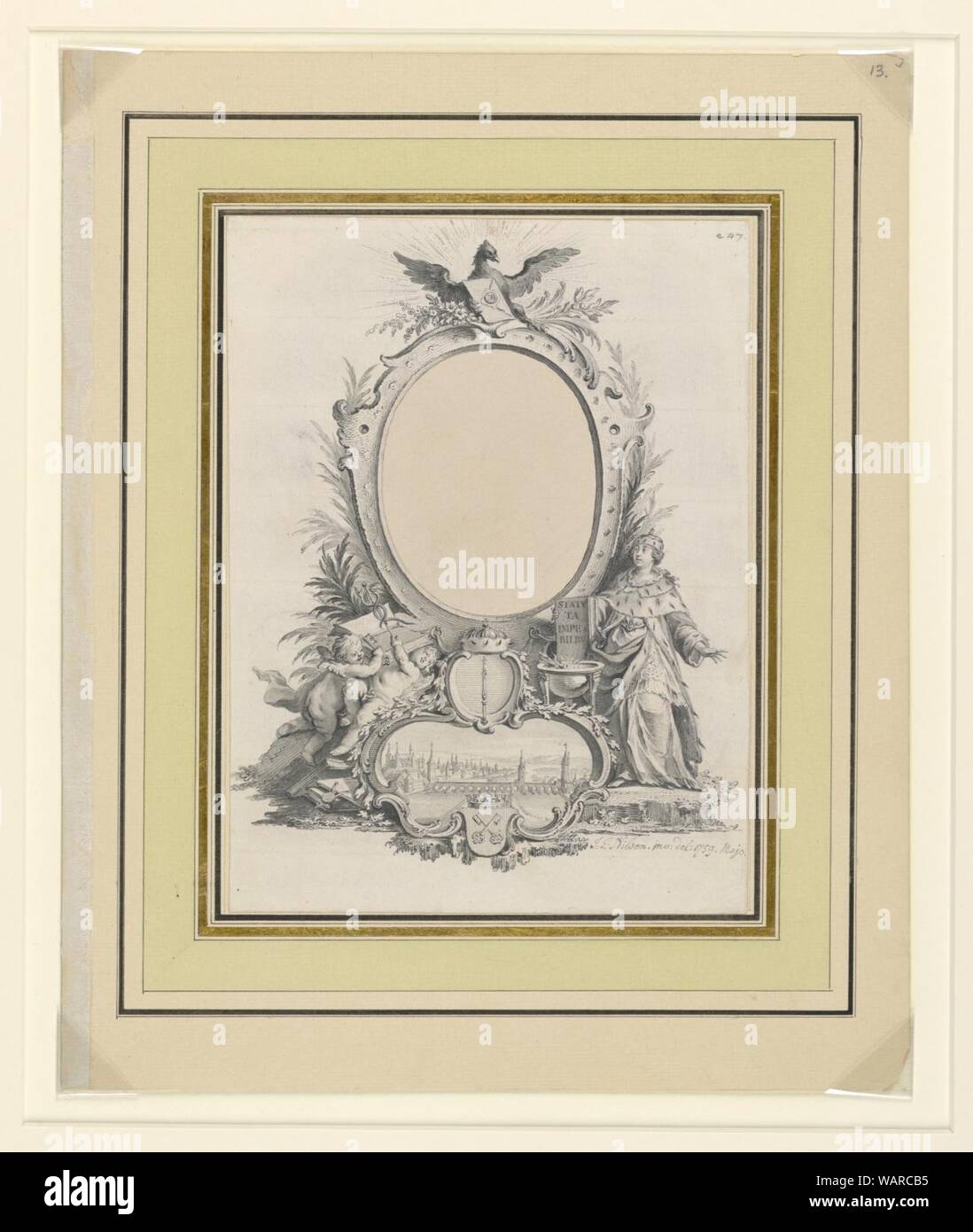 Il disegno per il telaio del ritratto di Federico V, re di Danimarca, ca. 1760 Foto Stock