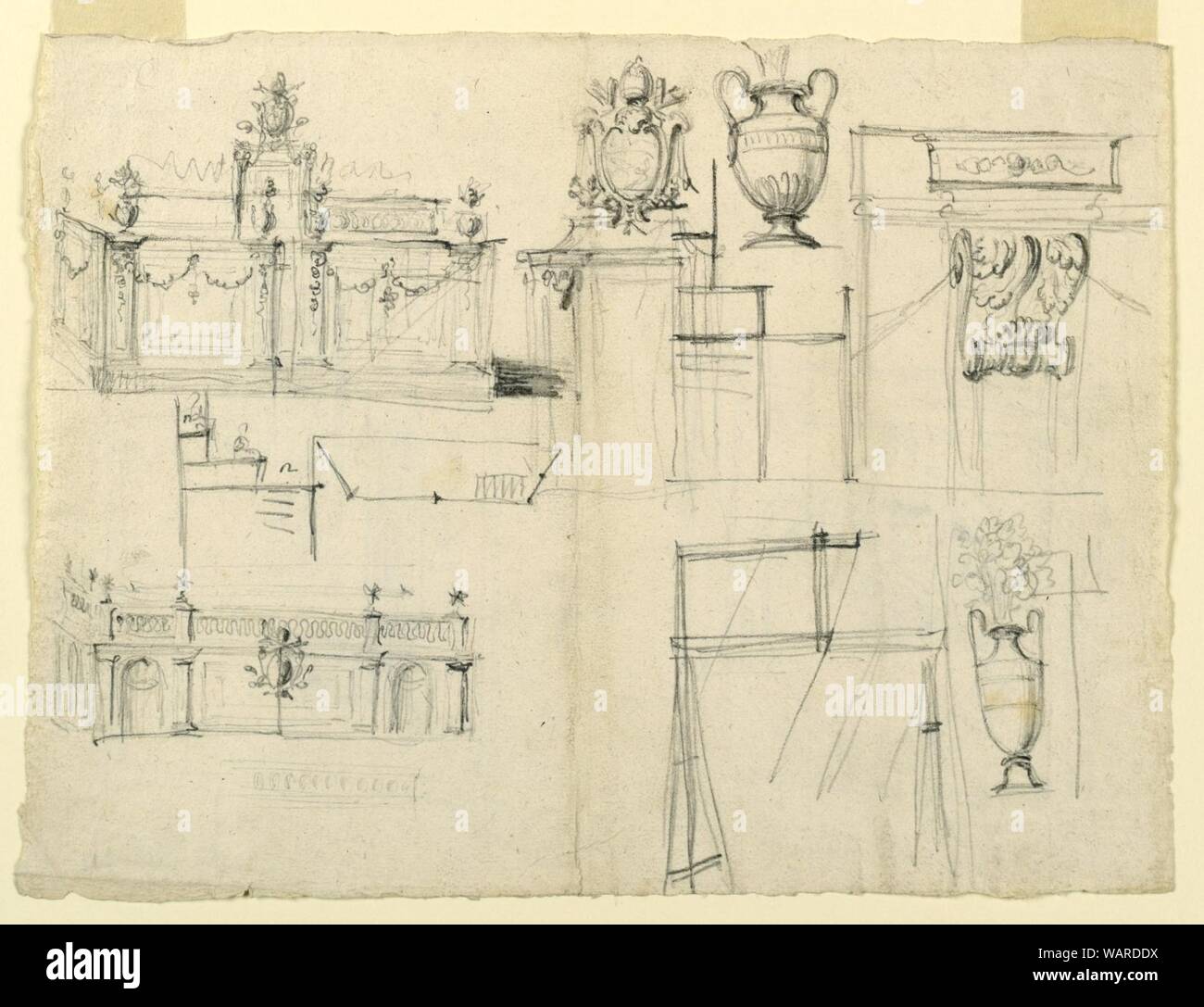Disegno, progetta per vasi e architettura, 1700-1800 Foto Stock