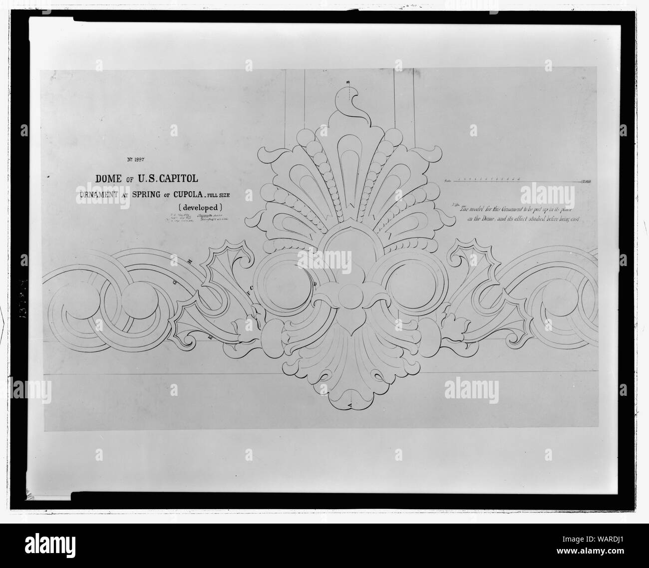 Cupola della U.S. Capitol. Ornamento a molla della cupola, full size (sviluppata) / Tho. Brevetto statunitense n. Walter, architetto a Washington D.C., ottobre 2, 1860. Foto Stock
