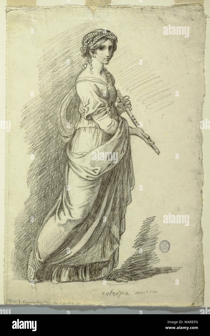 Disegno, Euterpe, musa della poesia lirica, ca. 1820 Foto Stock