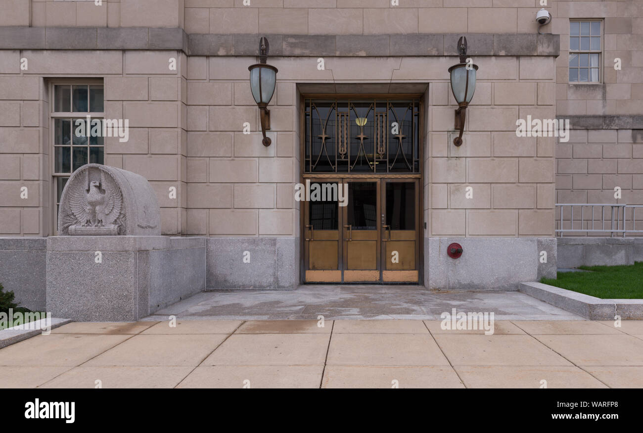 Porta, Edificio Federale degli Stati Uniti e Casa Corte, Peoria, Illinois Foto Stock