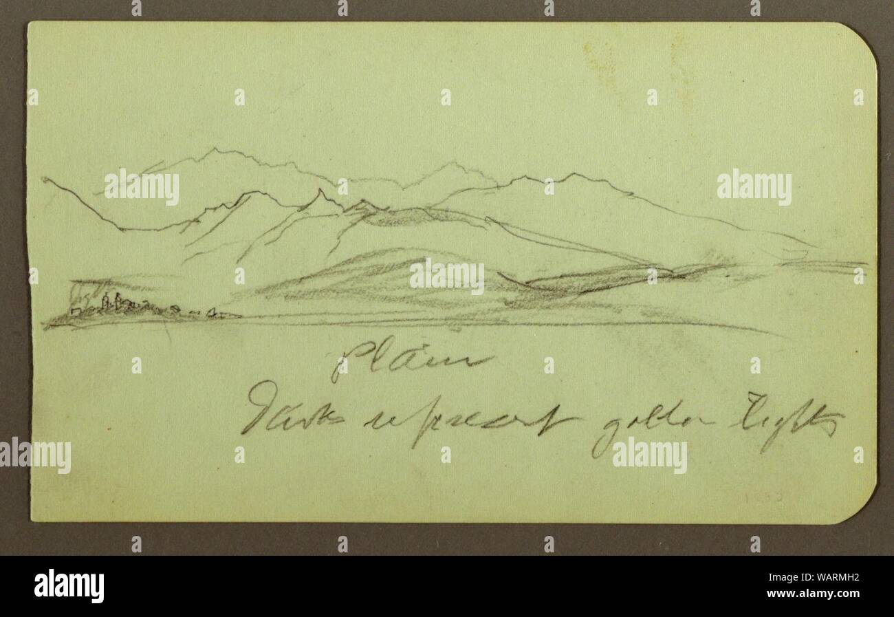 Disegno, il paesaggio di montagna; Tergo- paesaggio di montagna, Figura, 1883 Foto Stock