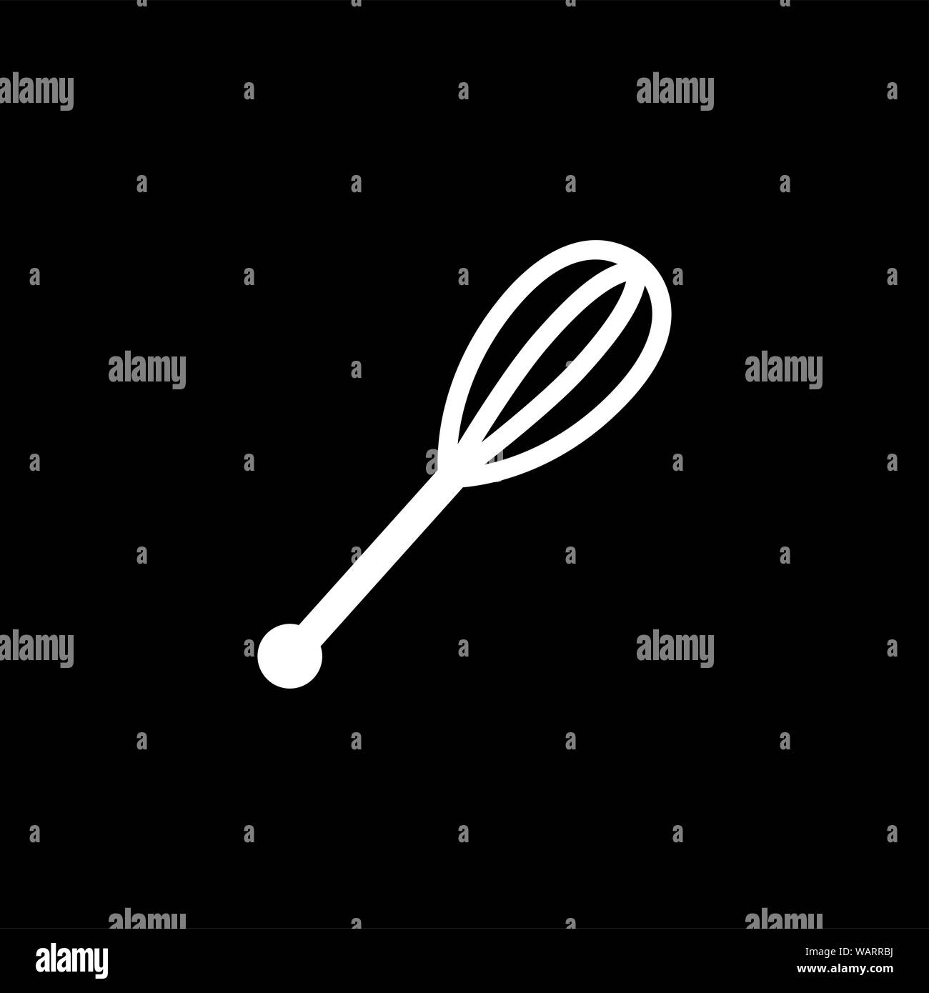 Icona di frusta su sfondo nero. Nero stile piatto illustrazione vettoriale. Foto Stock