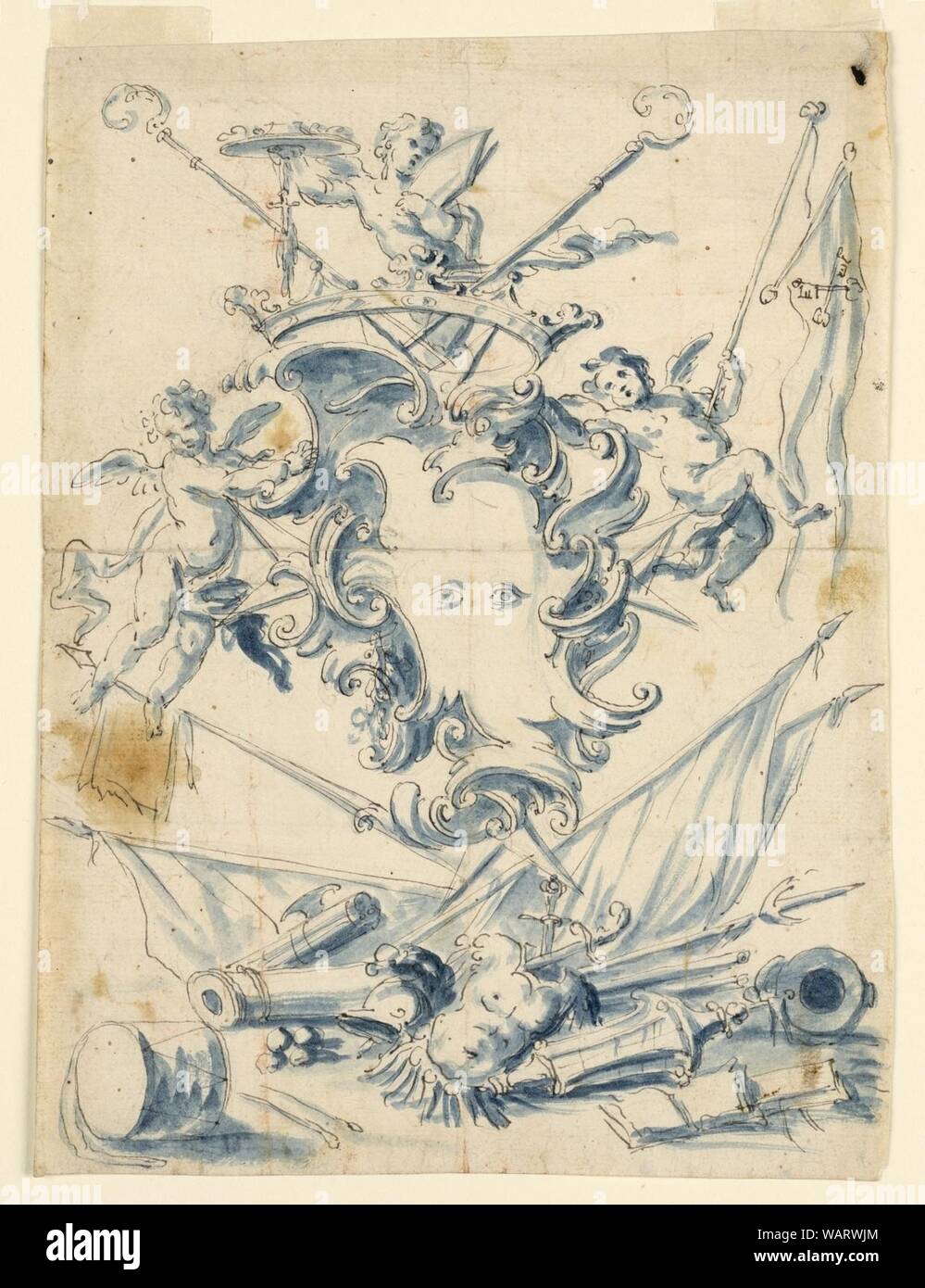 Disegno, progetto per lo Stemma del cardinale, ca. 1750 Foto Stock