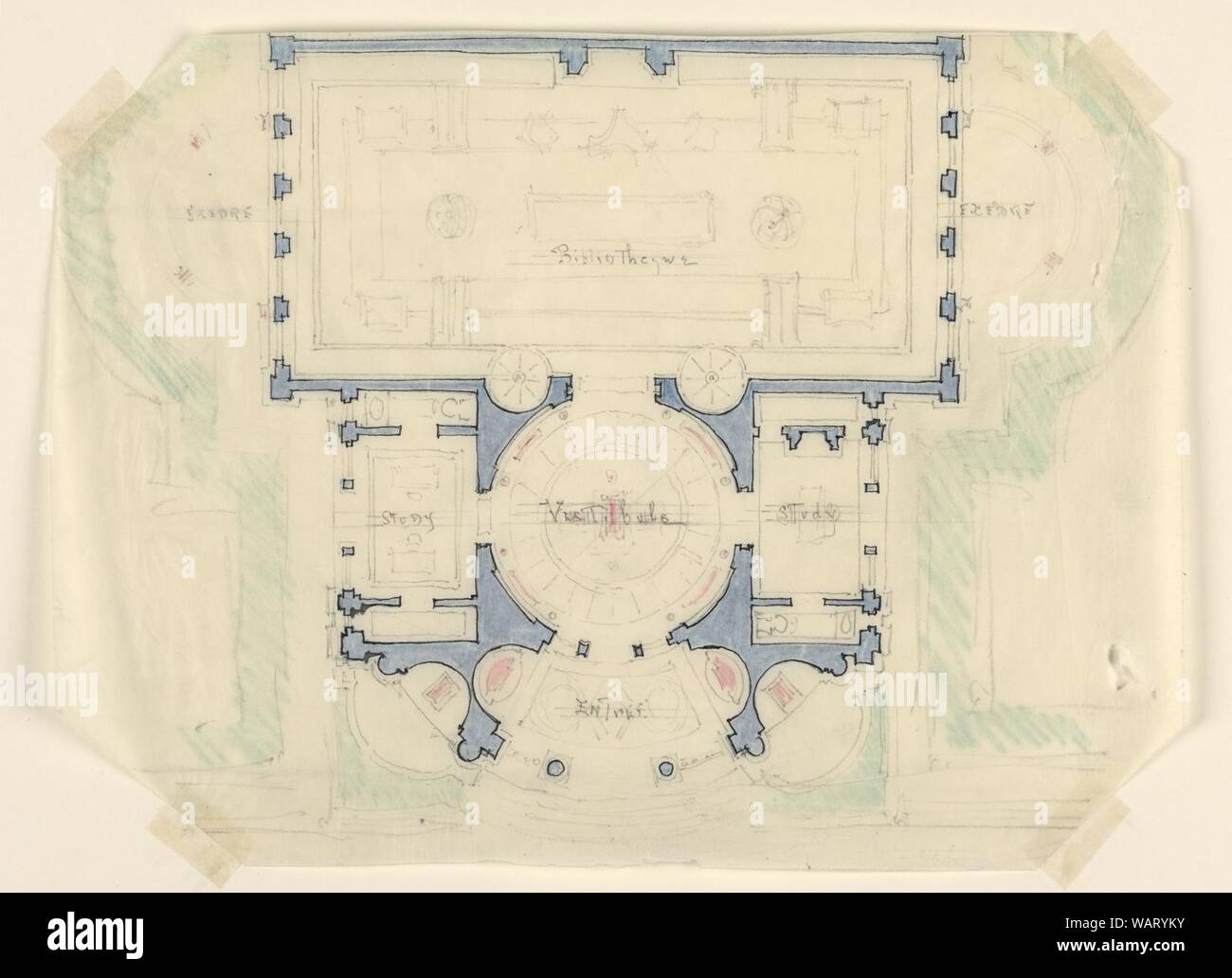 Disegno, schizzo per il piano proposto Morgan Library Museum, ca. 1900 Foto Stock