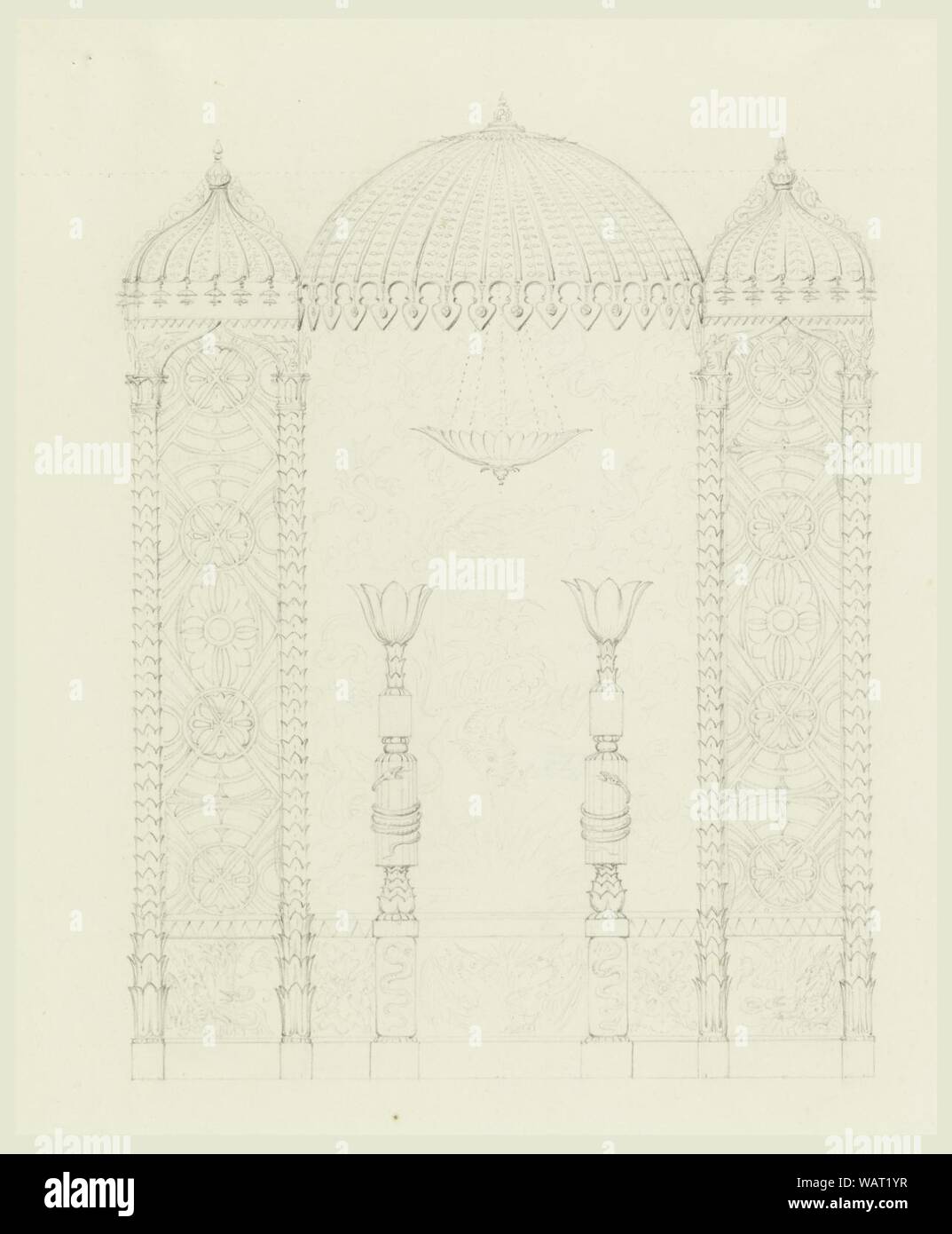 Disegno, standard e la decorazione parietale, Sala banchetti, Royal Pavilion, Brighton, 1817 Foto Stock