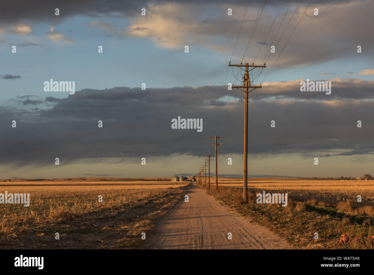 Crepuscolo in rurale Sedgwick County, Colorado, vicino Julesburg, sul confine del Nebraska Foto Stock