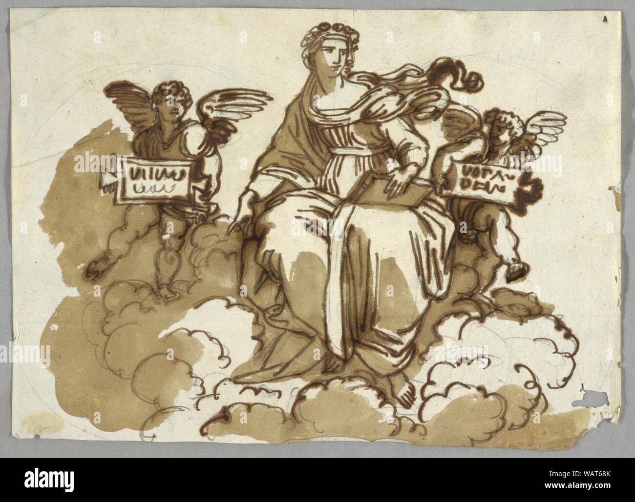 Disegno, Teologia, dopo Raphael Sansio, Stanza della Segnatura, Vaticano, ca. 1820 Foto Stock