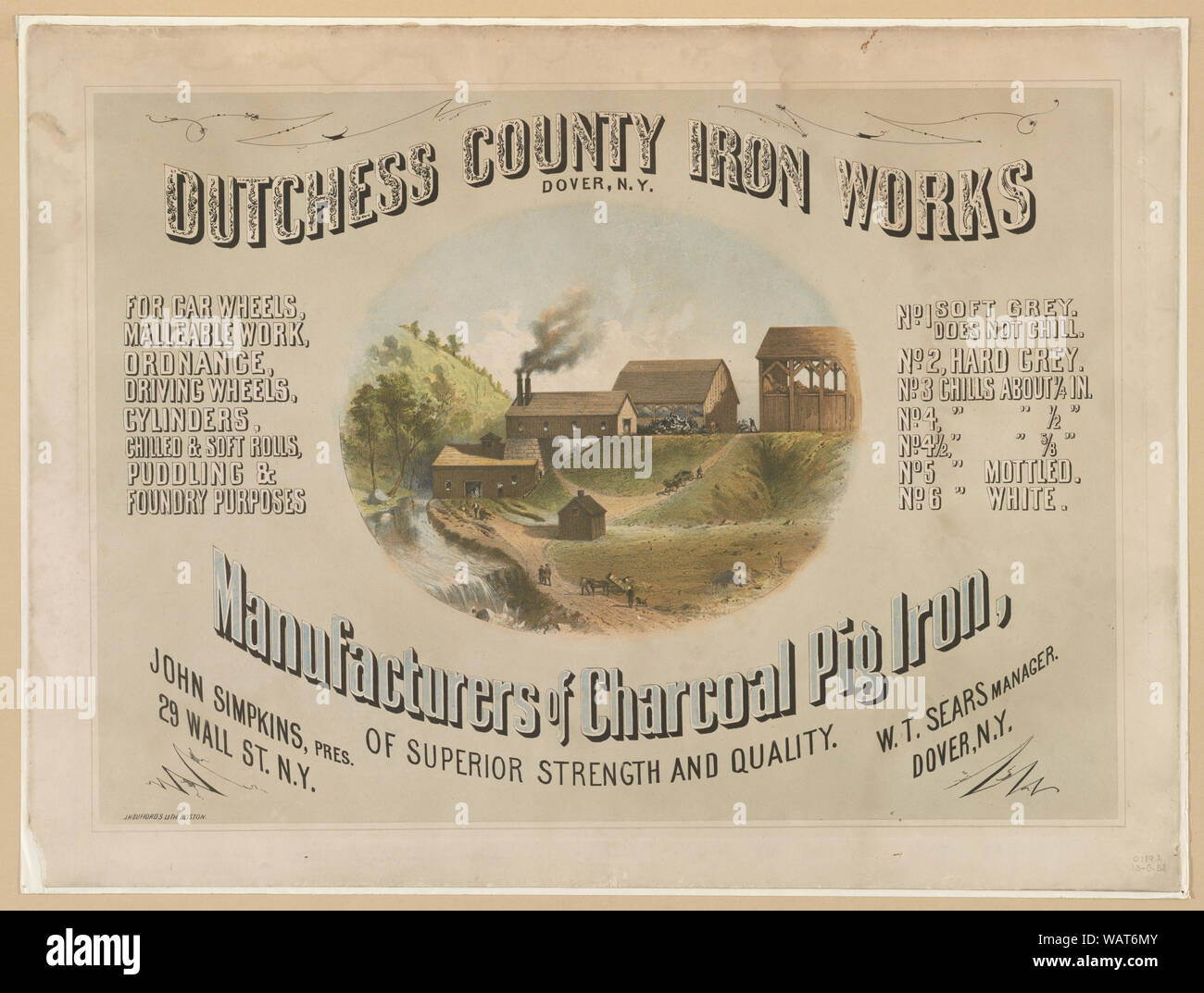 Dutchess County Iron Works, Dover, N.Y. - Produttori di carbone ghisa di superiore resistenza e qualità Foto Stock