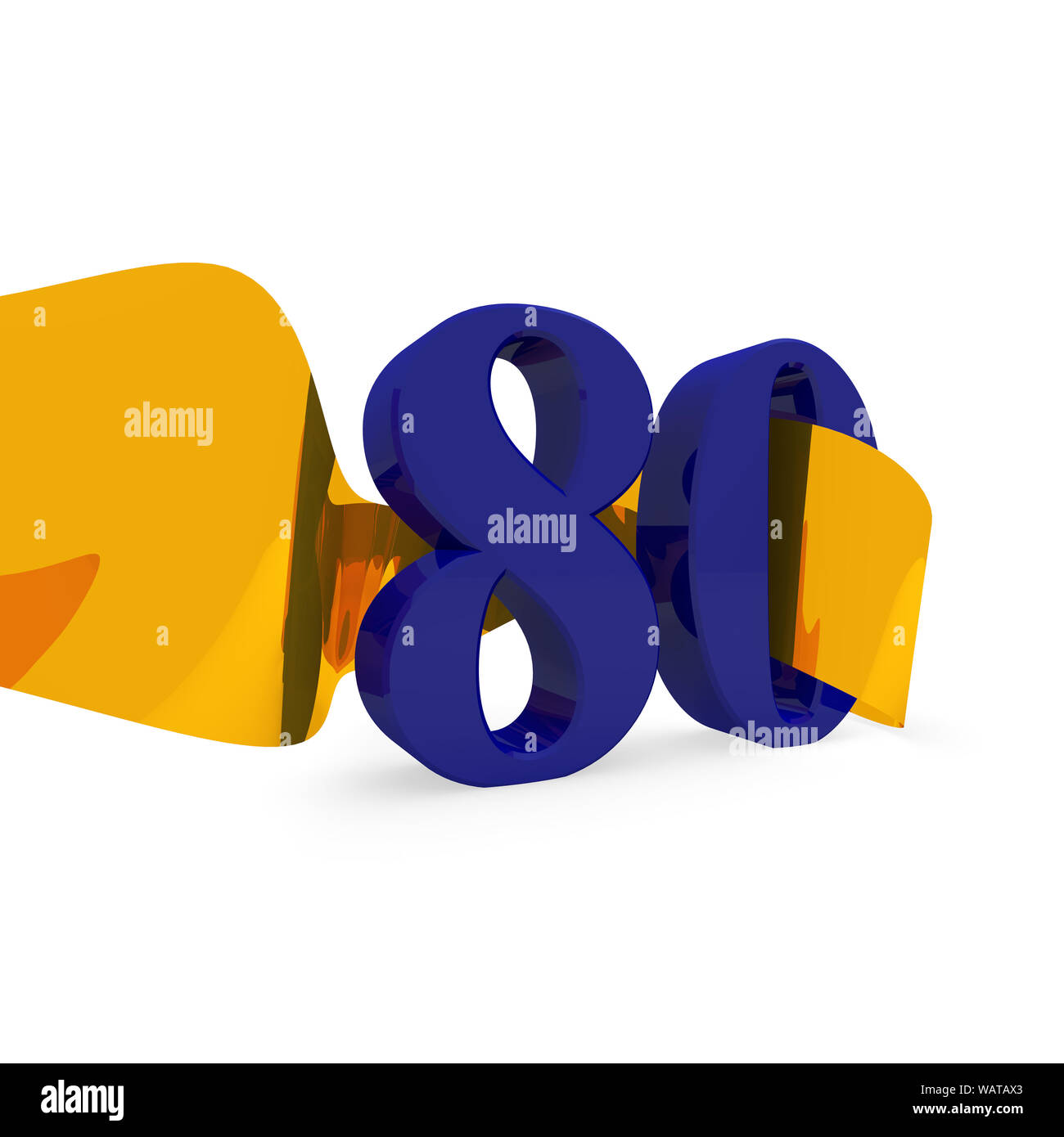 Big Blue 80 con un nastro d'oro, rendering 3D Foto Stock
