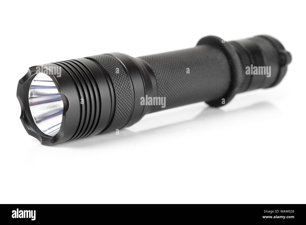 Tattiche militari LED torcia, isolato su bianco Foto Stock