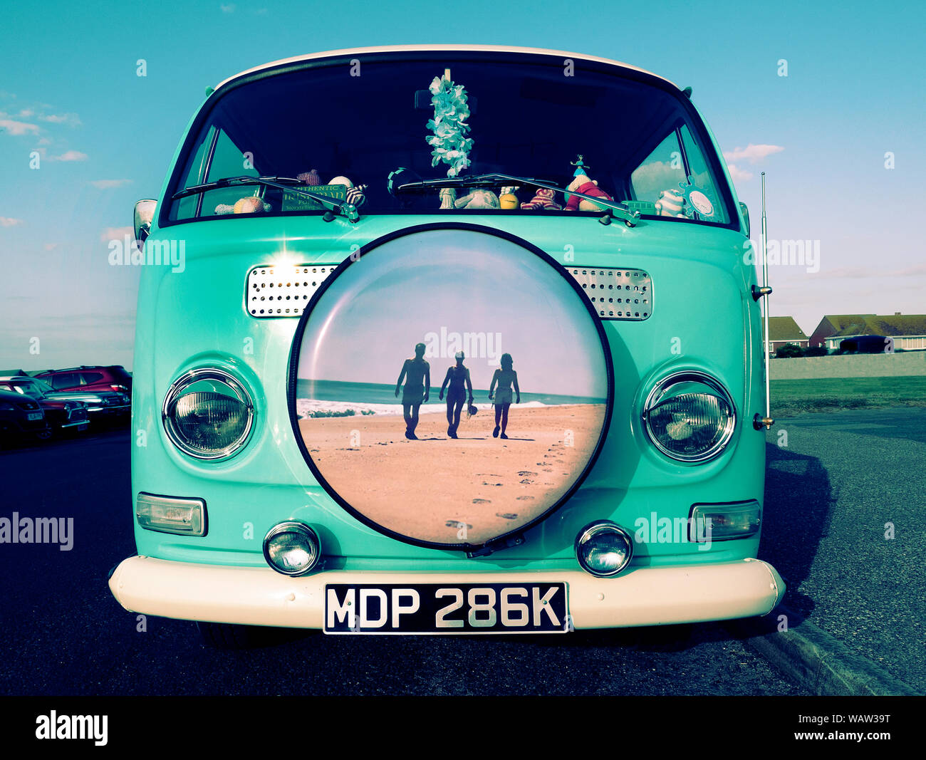 Classic & Chips Classic car show di Minnis Bay Kent Foto Stock