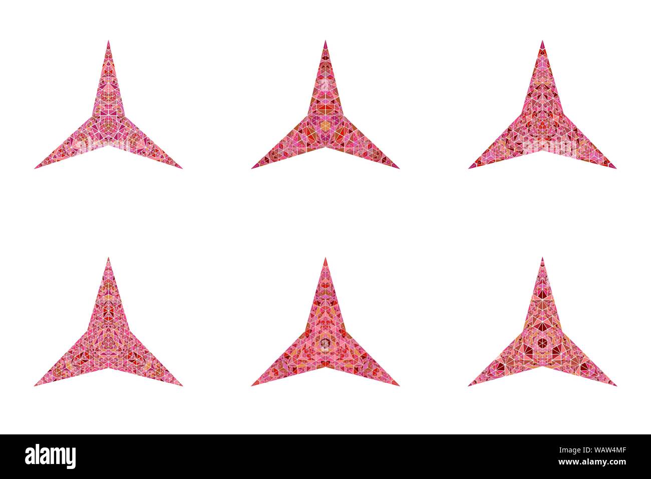 Triangolo isolato ornamento stella simbolo set di modelli - geometrica astratta geometrica elemento vettore da triangoli di mosaico Illustrazione Vettoriale