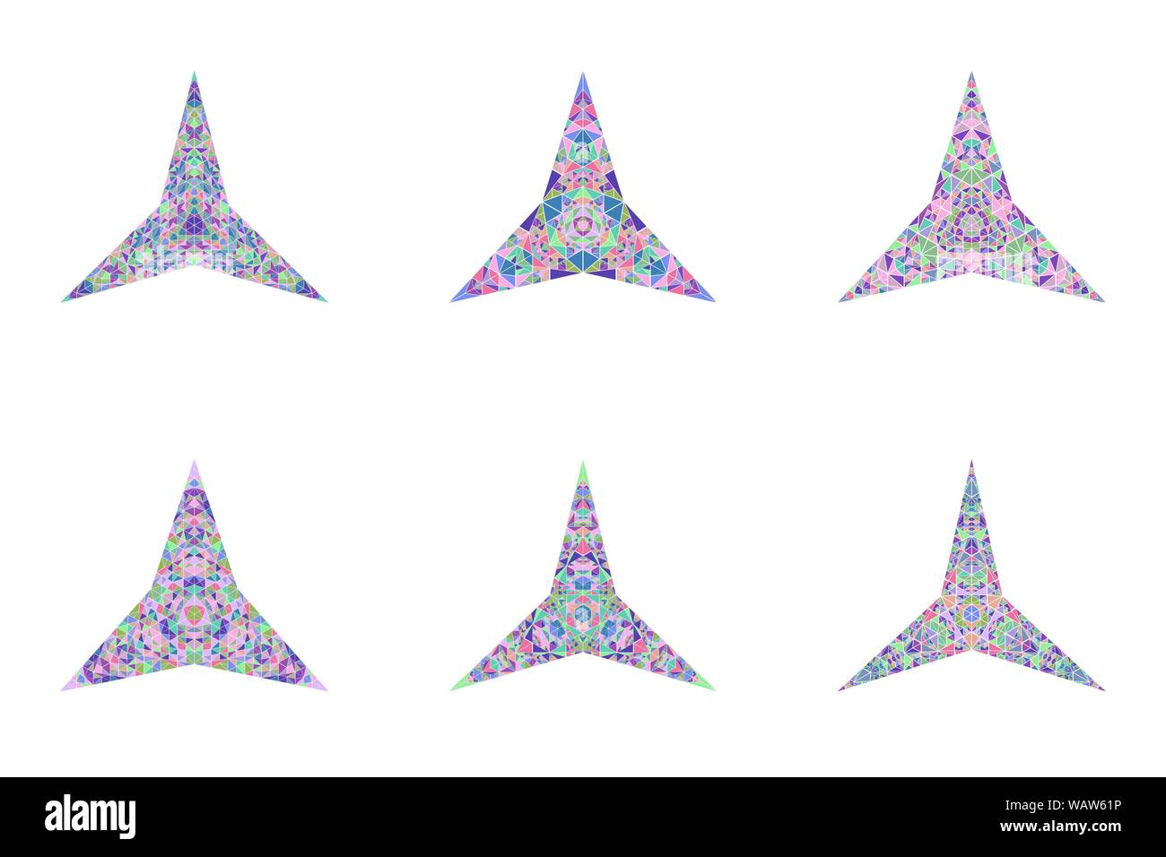 In piastrelle geometriche forma a stella collection - astratto geometriche ornamentali disegni vettoriali elementss con triangoli di mosaico Illustrazione Vettoriale
