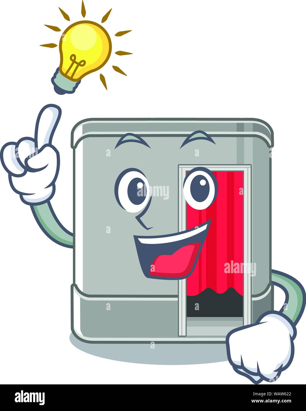 Avere un idea Photo Booth accanto alla tabella mascotte Illustrazione Vettoriale