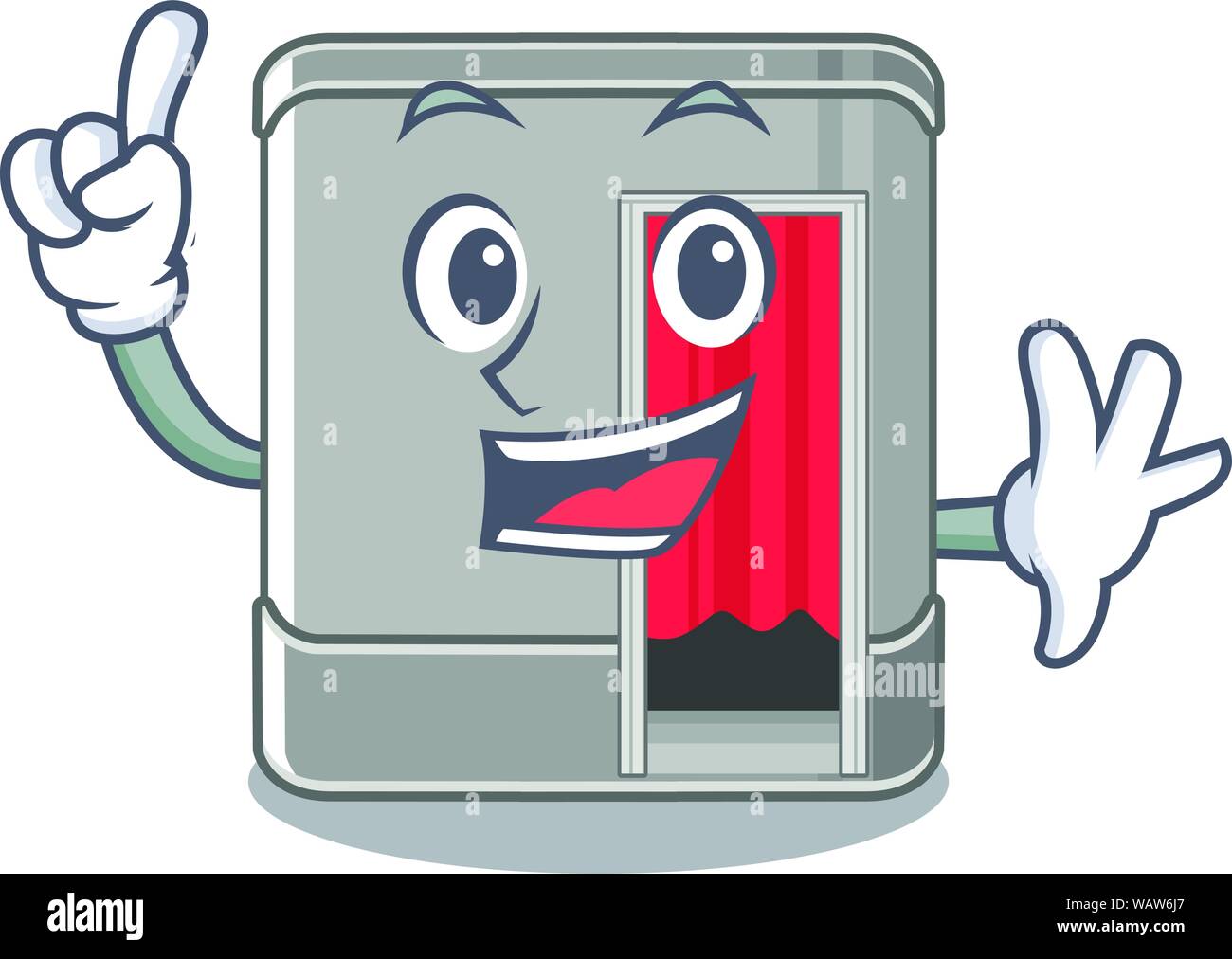 Dito Photo Booth accanto alla tabella mascotte Illustrazione Vettoriale