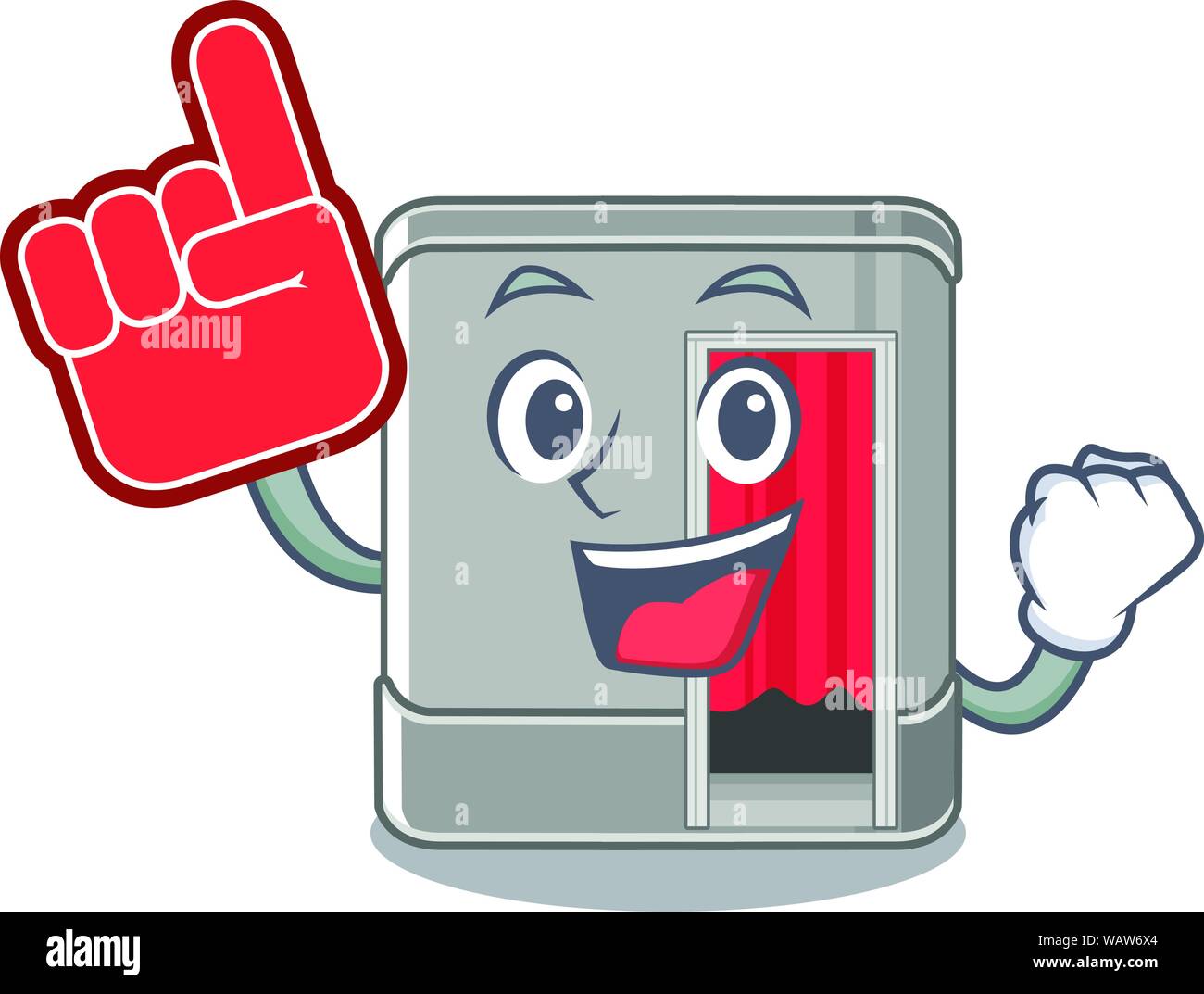 Dito di schiuma Photo Booth accanto alla tabella mascotte Illustrazione Vettoriale