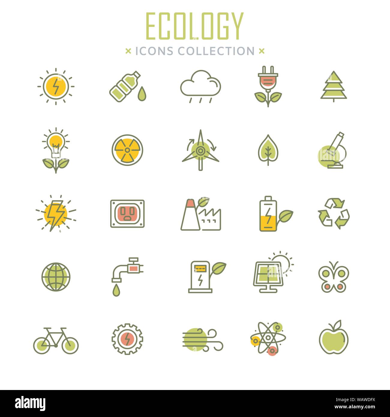 Raccolta di ecologia sottile linea icone Illustrazione Vettoriale