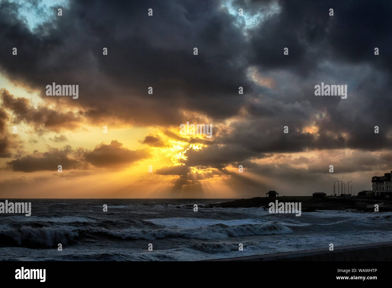 Tramonto Dorato a Porthcawl Foto Stock