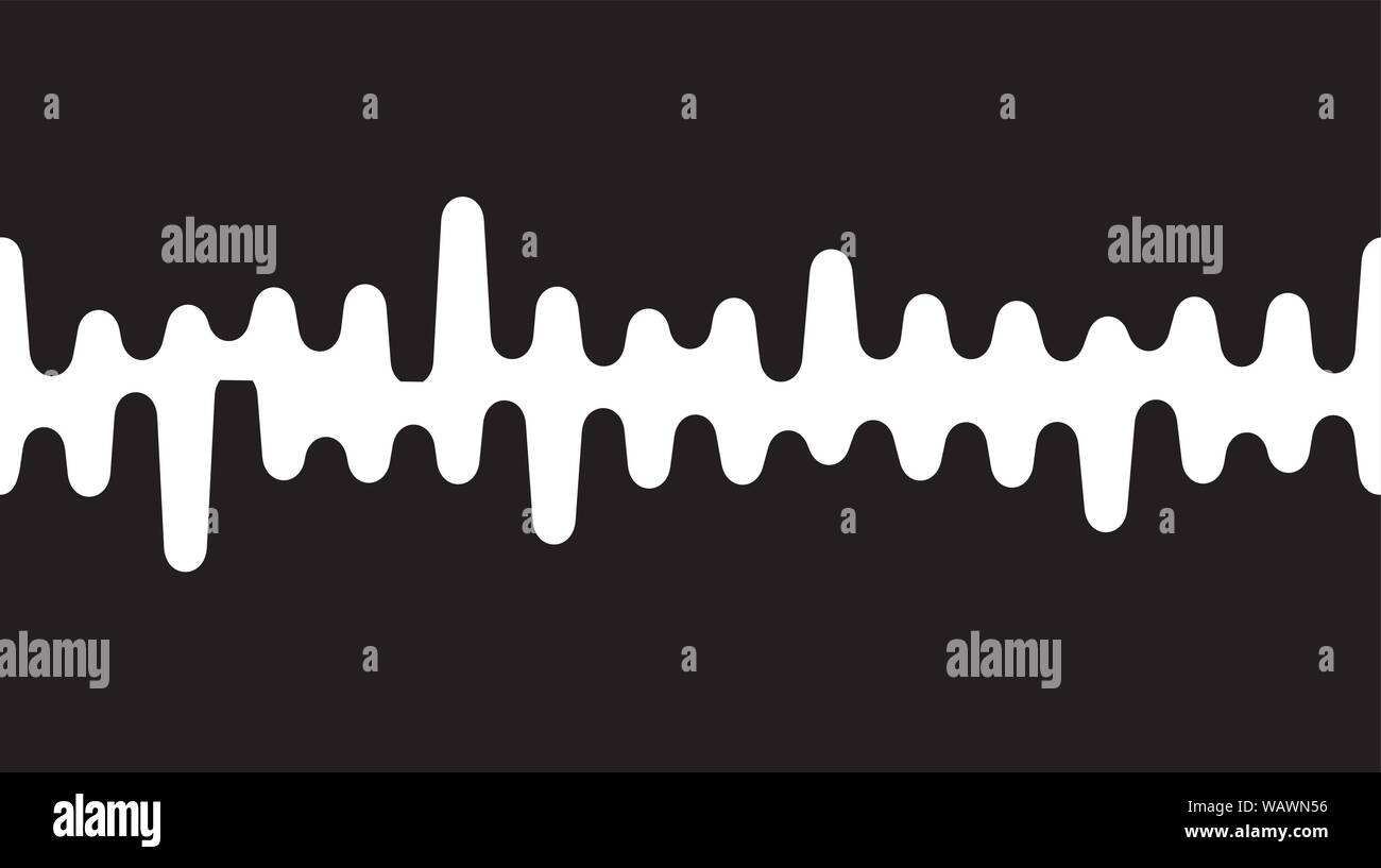 Di onde sonore o onde radio illustrazione vettoriale su sfondo nero. Illustrazione Vettoriale
