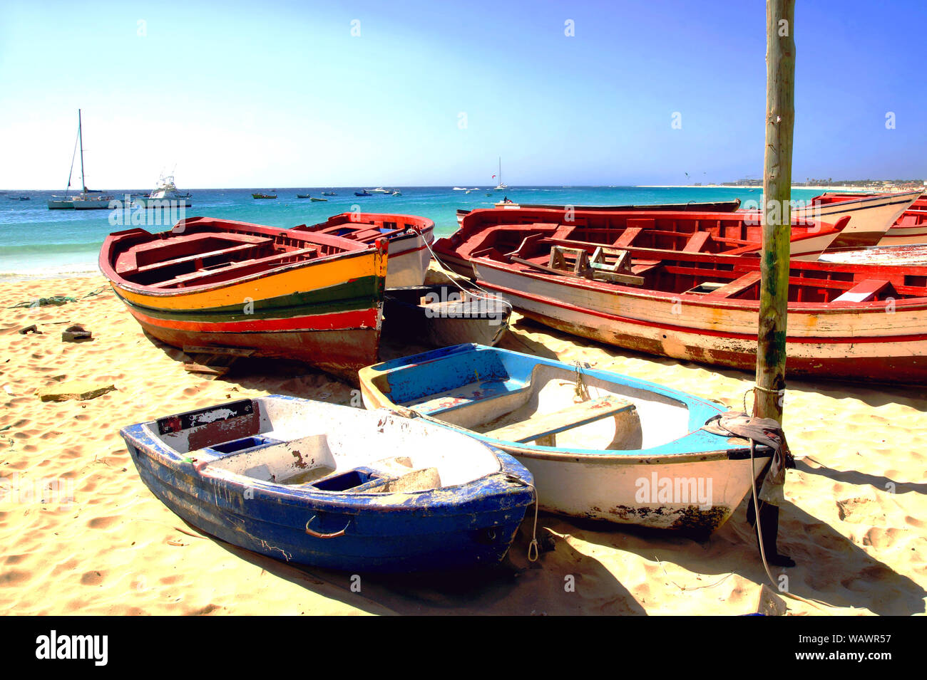 La spiaggia principale di Santa Maria, Isola di Sal, Capo Verde Foto Stock