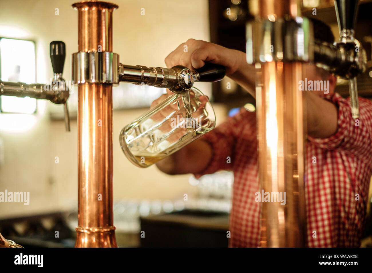 Progetto Craft birra versata in un bicchiere. Foto Stock