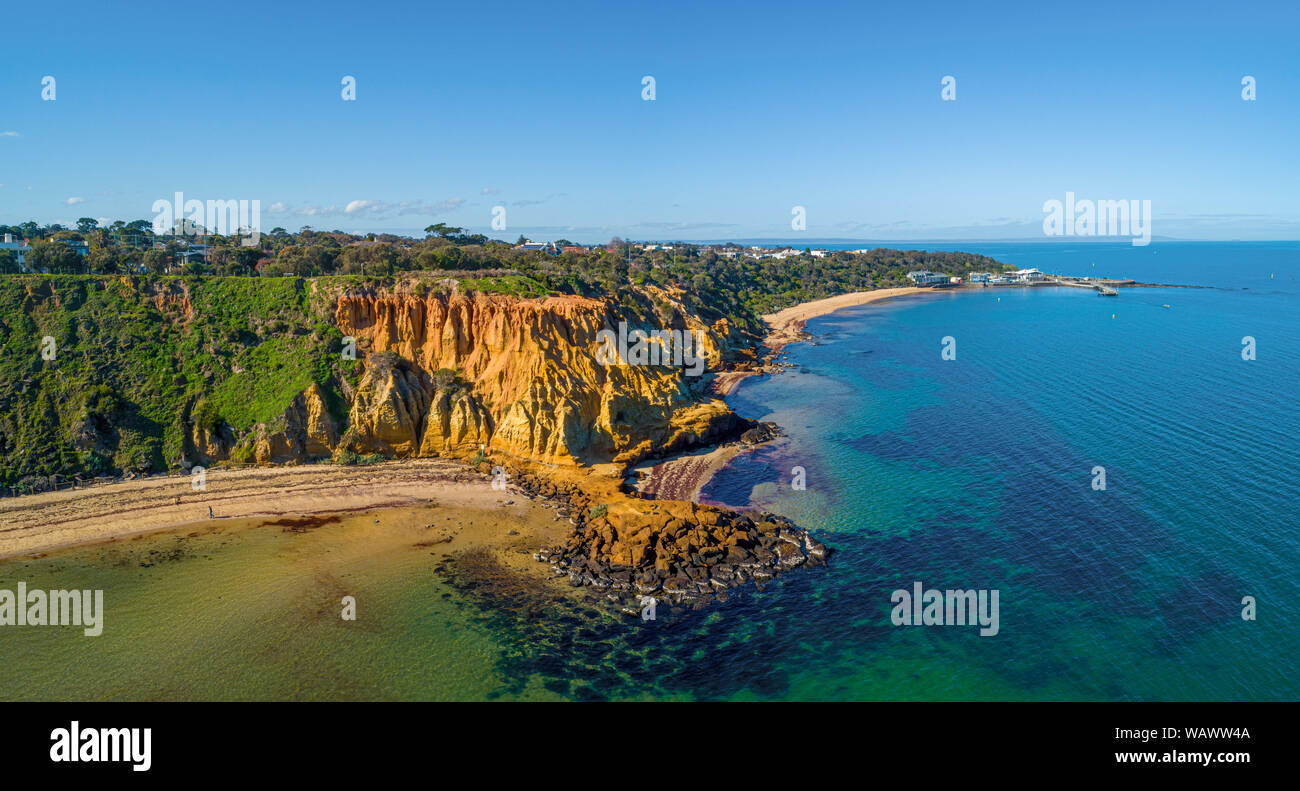 Vista aerea del Red Bluff lookout a Melbourne, Australia Foto Stock