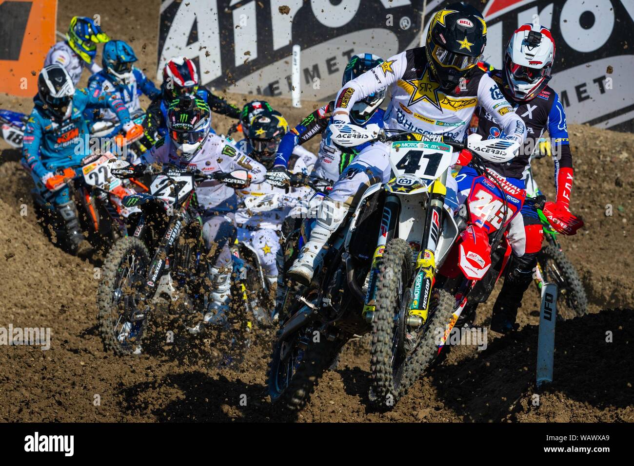 Imola, Italia, 18 Ago 2019, 41- Jonass Pauls - Husquarna durante la MXGP dell Italia Motori Motocross - Credito: LPS/Andrea Pagin/Alamy Live News Foto Stock