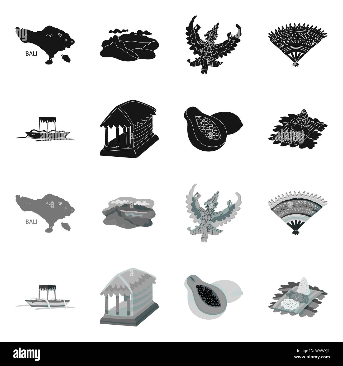Vettore di design e segno di viaggio. Set di tradizionali e icona del vettore per il magazzino. Illustrazione Vettoriale