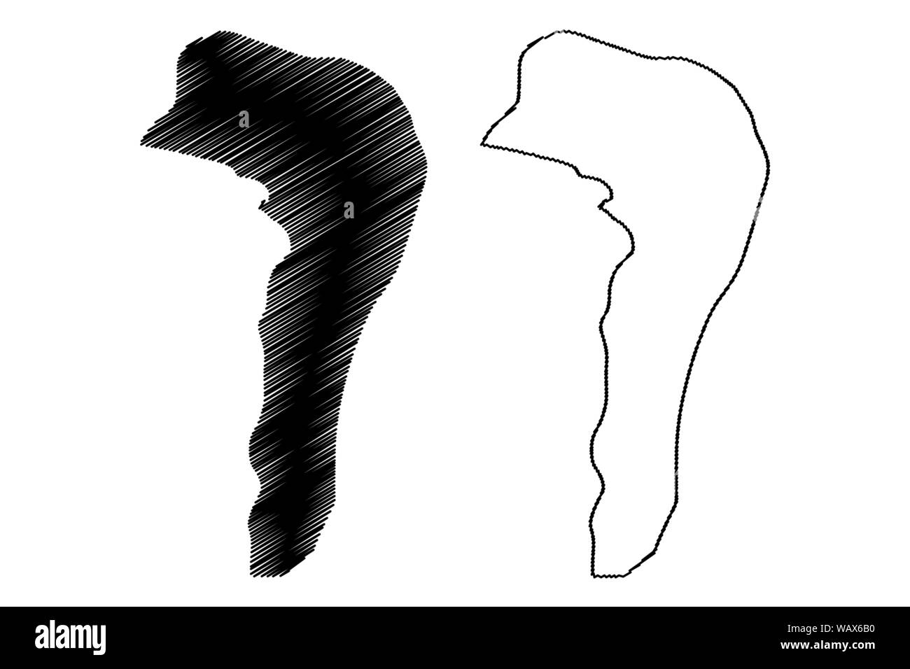 Bujumbura Mairie provincia (Repubblica di Burundi, province del Burundi, regione occidentale) mappa illustrazione vettoriale, scribble schizzo Bujumbura Mairie mappa Illustrazione Vettoriale