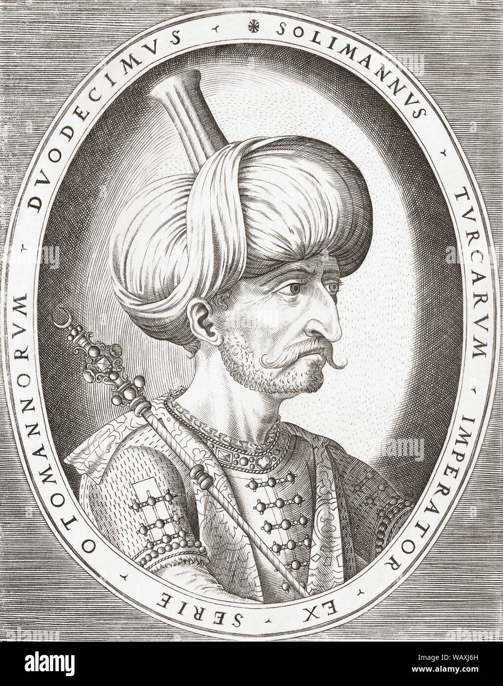 Suleiman I, noto come Solimano il Magnifico, 1494-1566, decimo sultano dell'Impero Ottomano. Foto Stock