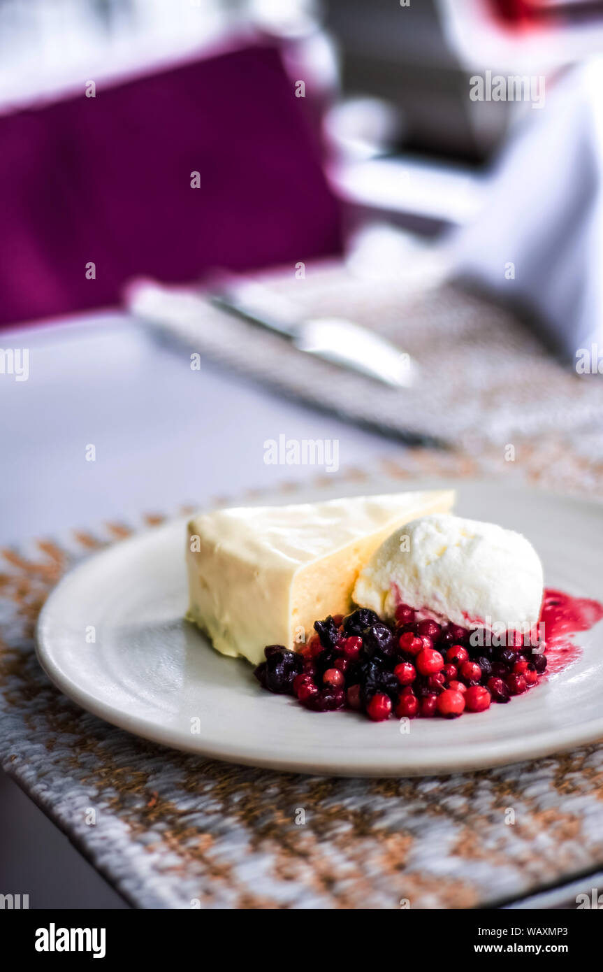 Cheesecake gelati e dessert di mirtilli rossi Foto Stock