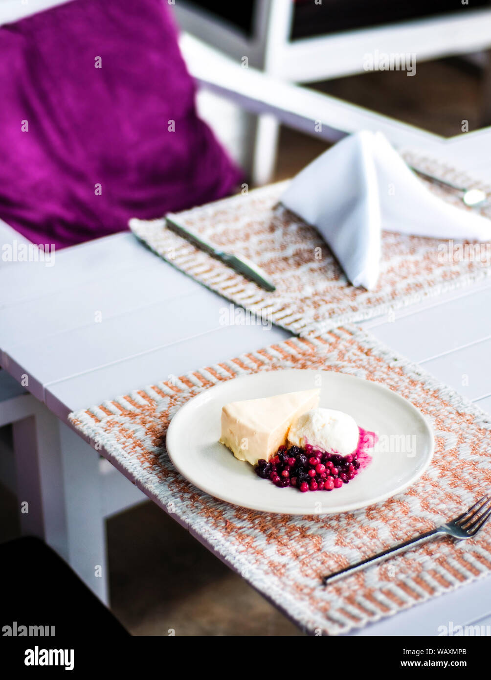 Cheesecake gelati e dessert di mirtilli rossi Foto Stock