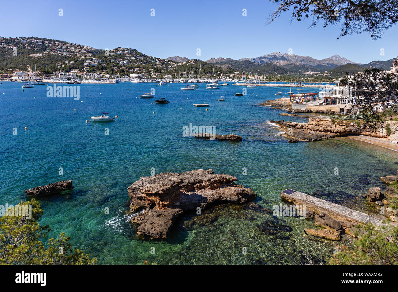 Vista generale del porto di Andratx Mallorca , Spagna Foto Stock