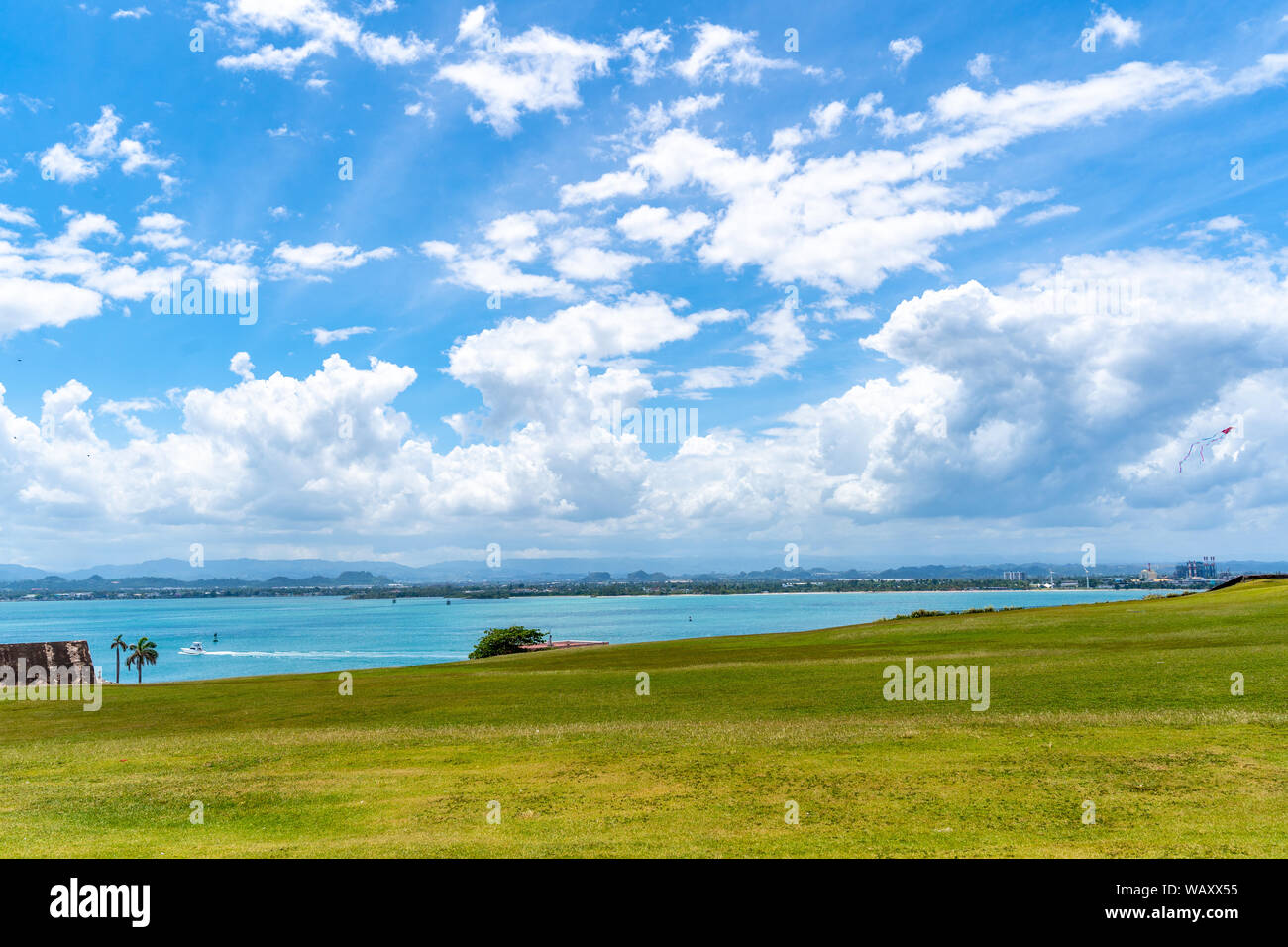 Ocean orizzonte dal Forte San Felipe del Morro Puerto Rico. Foto Stock