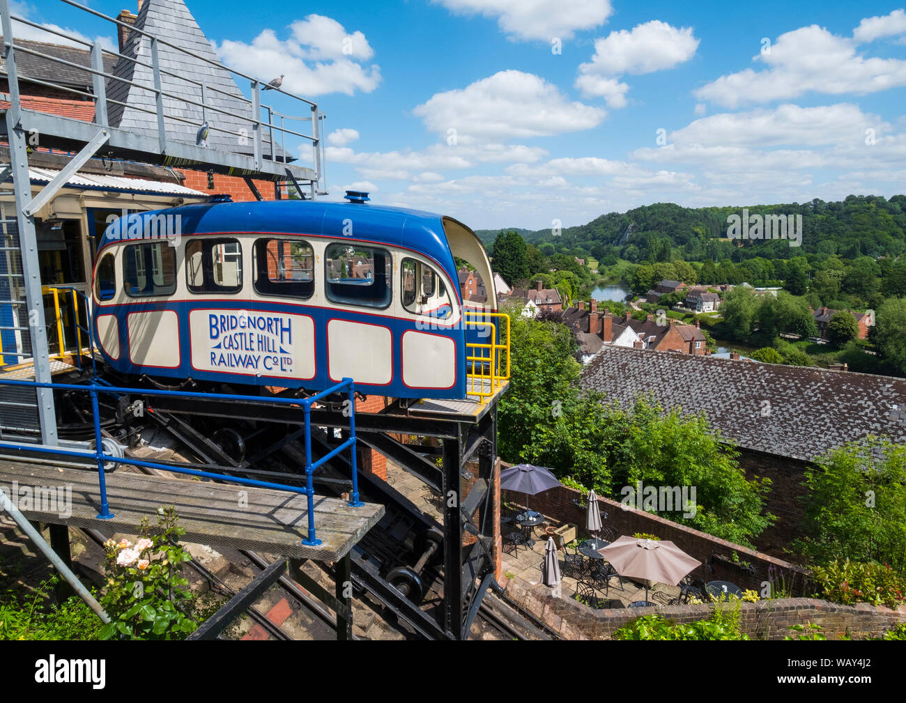 Bridgnorth Castle Hill Railway, Shropshire, Inghilterra, Regno Unito Foto Stock