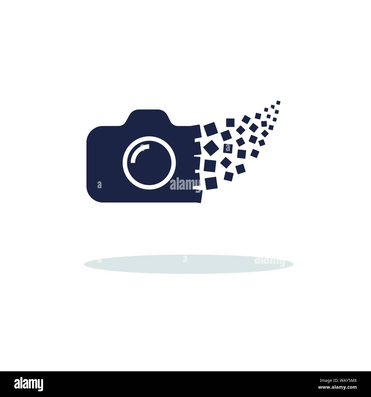Modello di icona del logo della fotografia fotografica. Concetto di fotocamera digitale Illustrazione Vettoriale