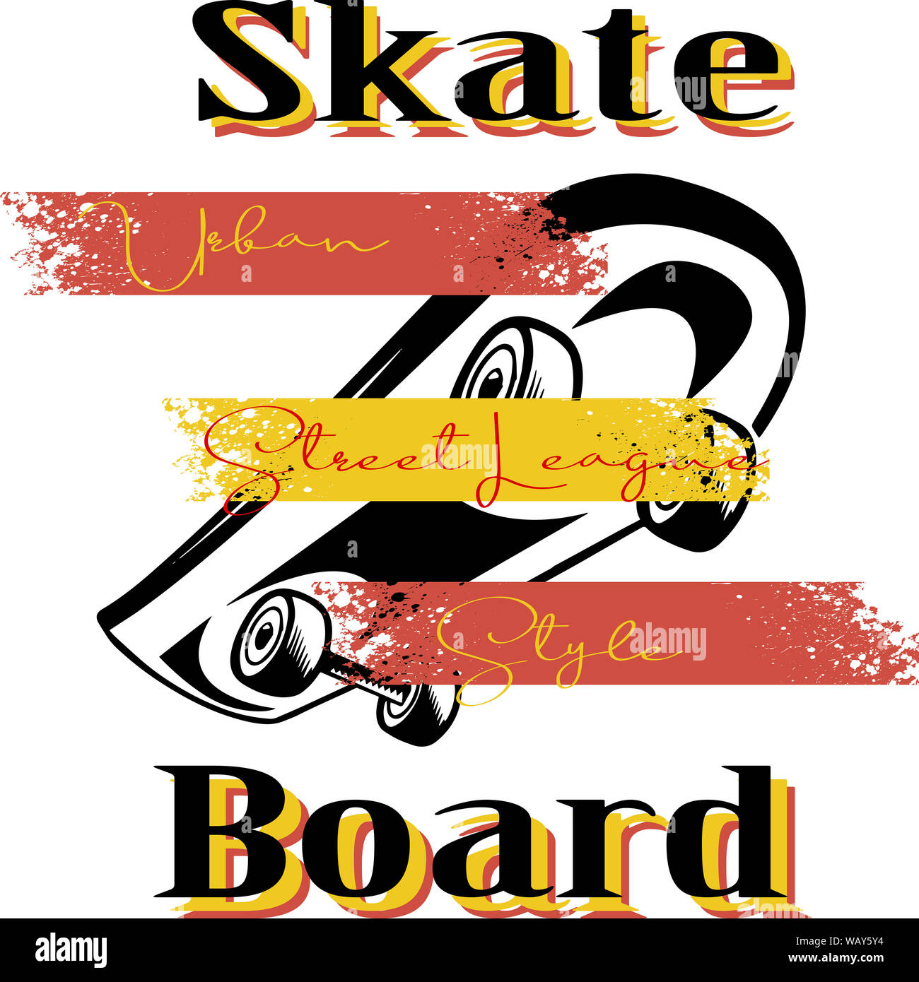 Alla moda di T-shirt stampa tessile per skateboard stile urban design pattern Foto Stock