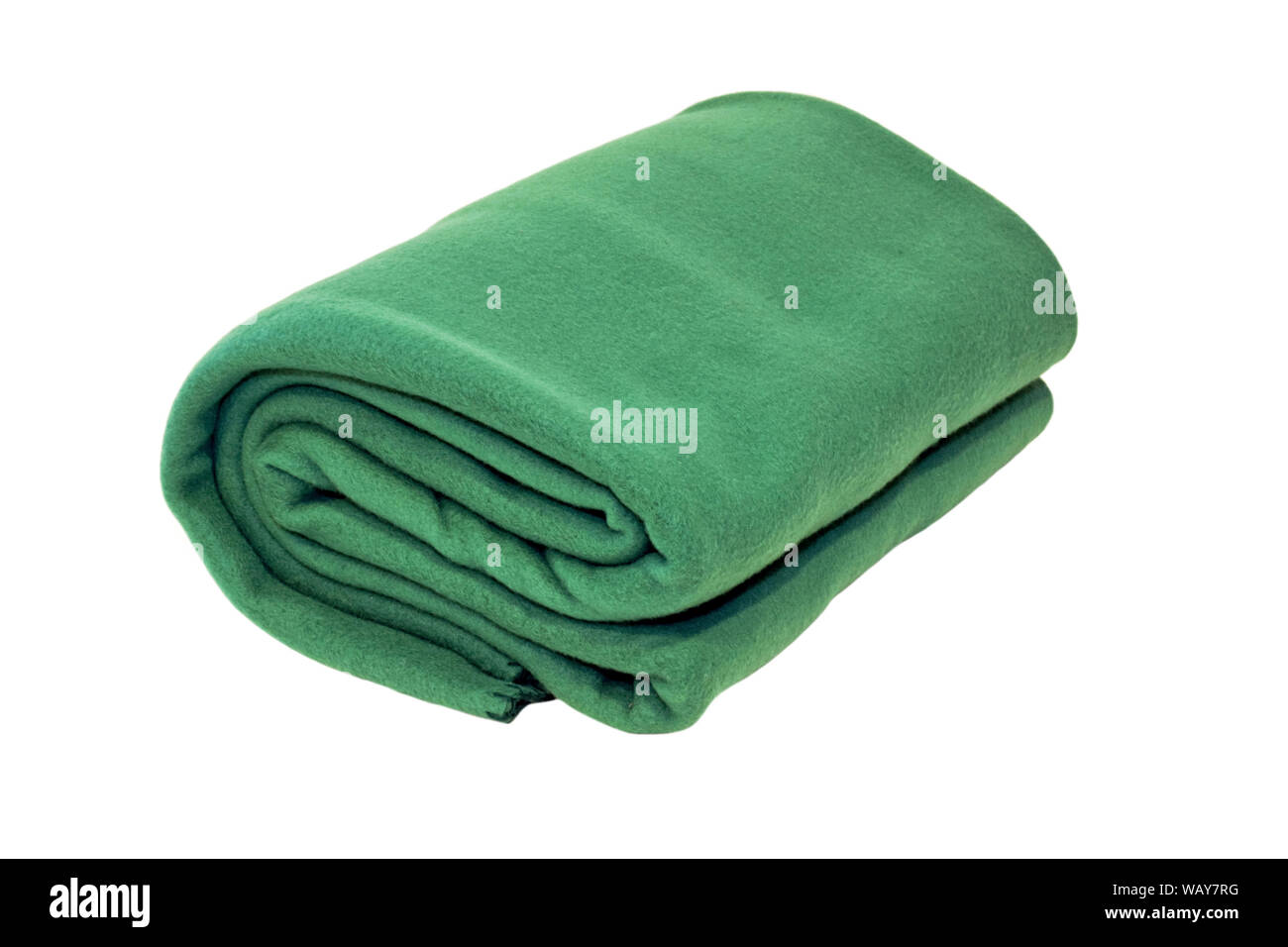 Morbida e calda coperta di verde isolato su bianco Foto Stock