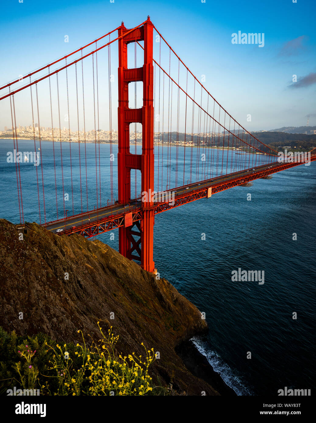 Golden Gate Bridge in primavera da storico Battery Spencer Foto Stock