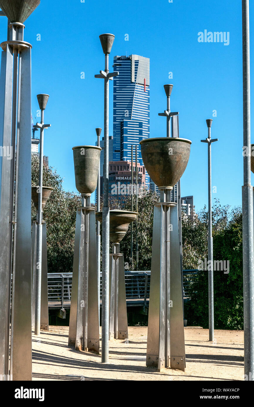 Federazione campane Melbourne Australia Birrarung Marr inner city park Foto Stock