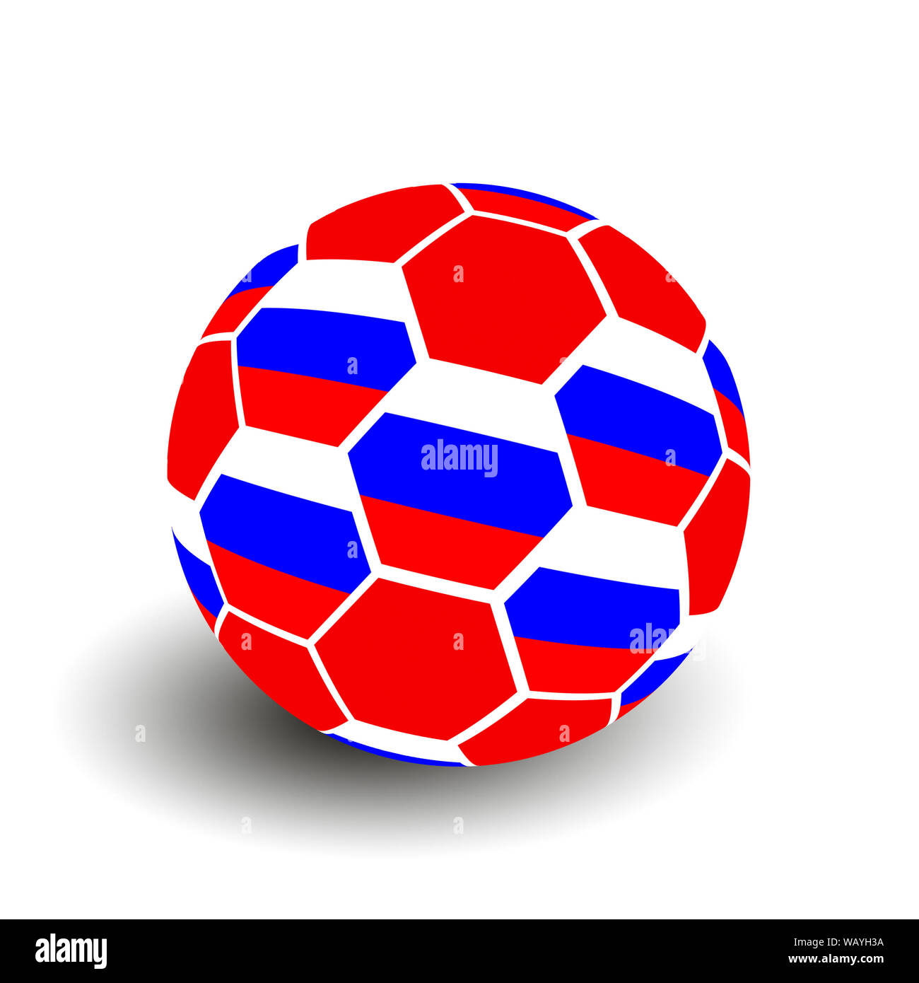 La Russia soccer football palla con bandiera russa isolati su sfondo bianco Foto Stock
