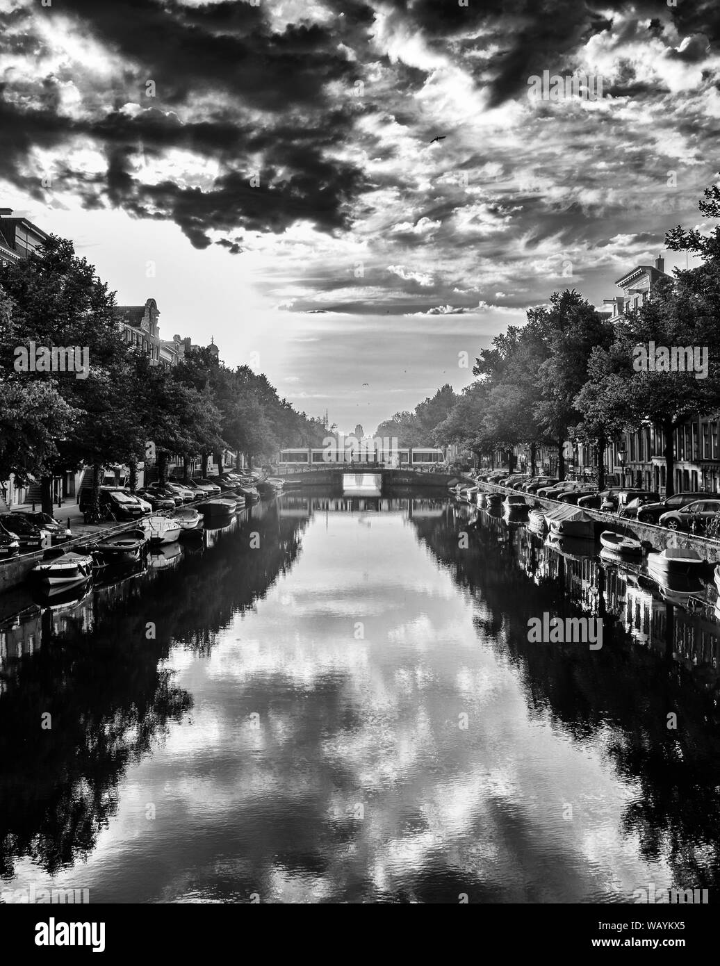 Amsterdam alba e tramonto con canali Foto Stock