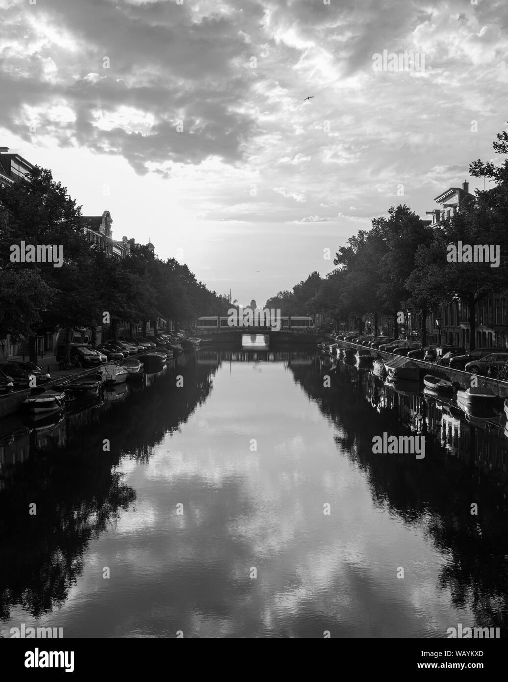 Amsterdam alba e tramonto con canali Foto Stock